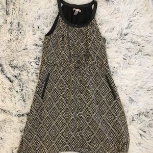 Black and white dress with faux leather details